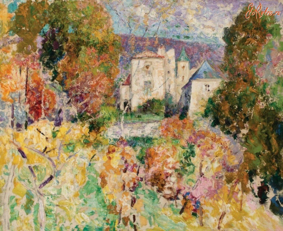 Картины - Виктор Л. Шарретон. Замок с цветущими деревьями