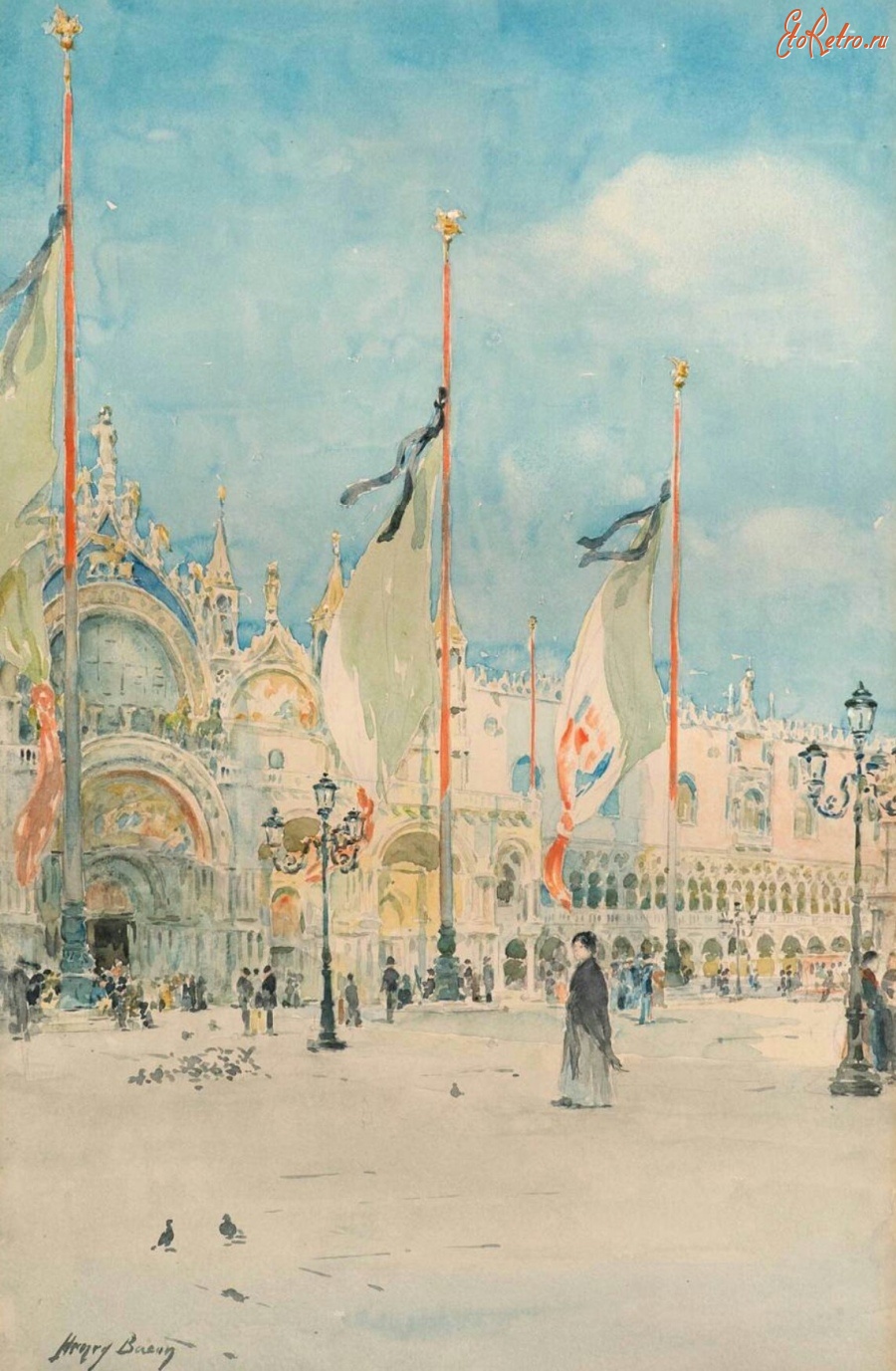 Картины - Флаги у Собора Святого Марка в Венеции