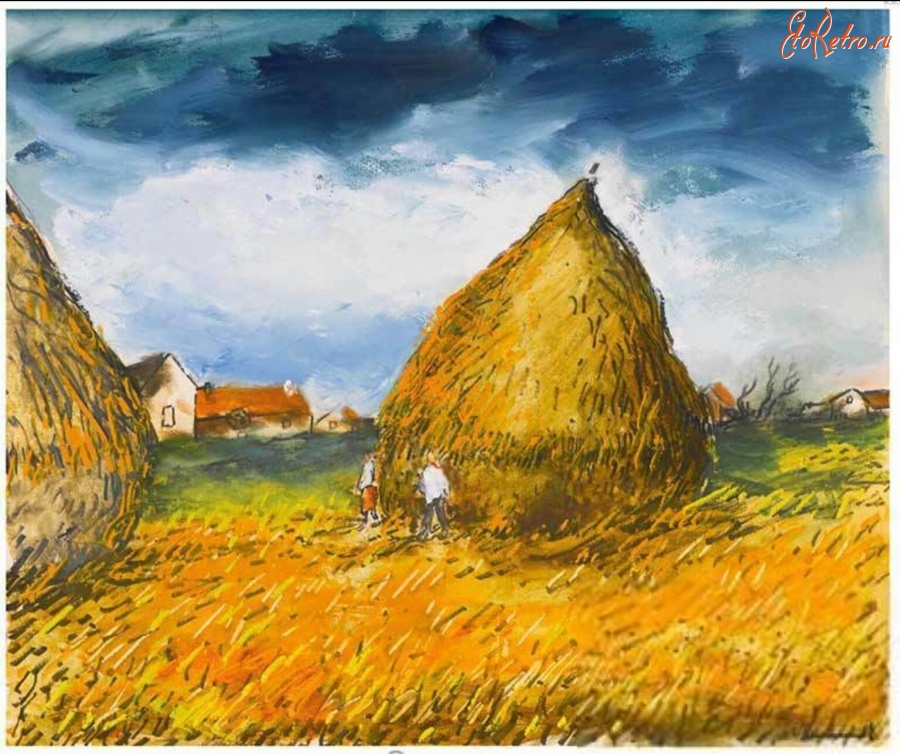 Картины - Морис де Вламинк. Стог сена. Сбор урожая. Работа в поле