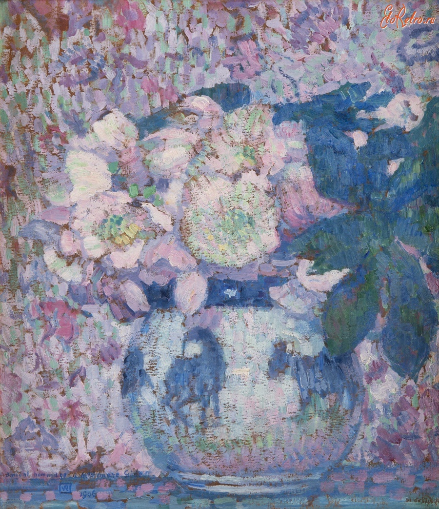 Картины - Цветы в вазе в голубых тонах