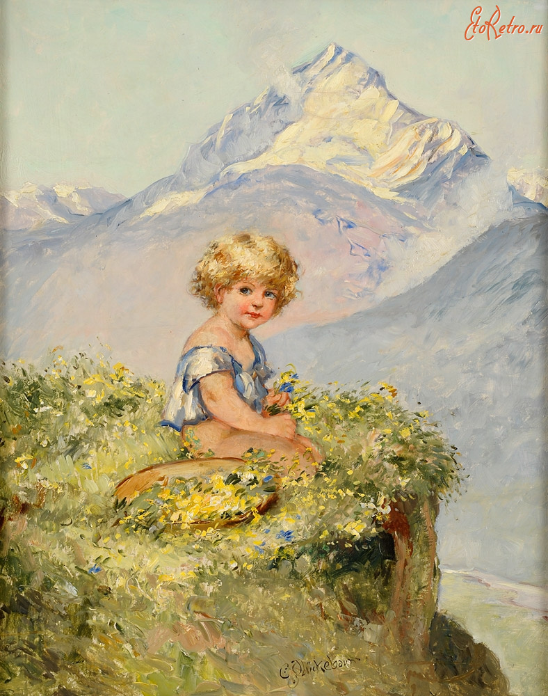 Картины - Карл Плюккебаум, Мальчик на фоне гор