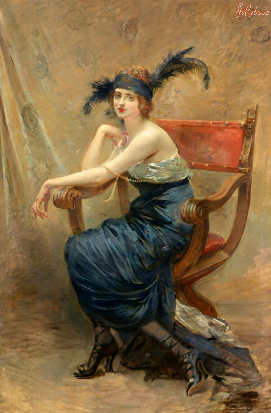 Картины - Мадлен Лемер, Женщина в кресле Дагоберта