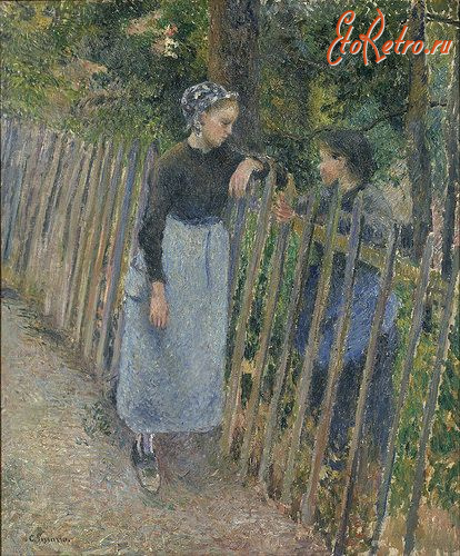 Картины - Картини.  Каміль  Піссарро (1830-1903). Дві жінки розмовляють.