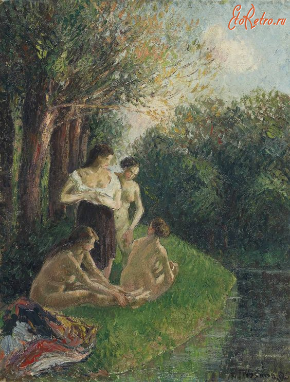 Картины - Картини.  Каміль  Піссарро (1830-1903).  Жінки  під час купання.