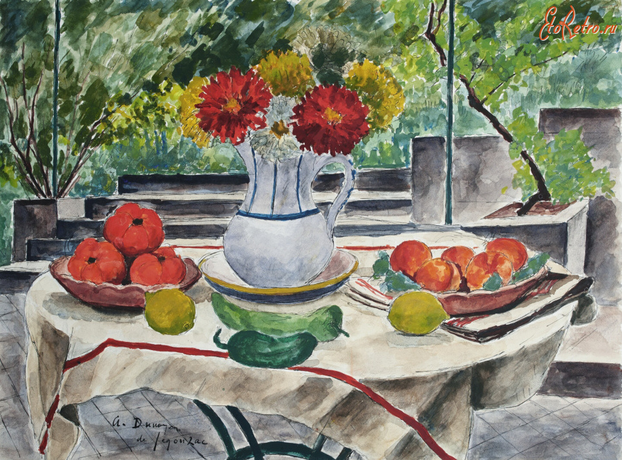 Картины - Андре Дюнуа де Сегонзак, Георгины, фрукты и овощи