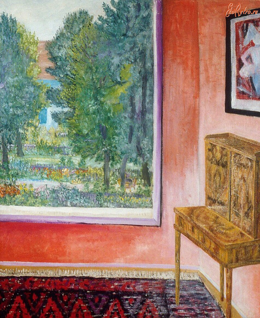 Картины - Поль Камениш, Интерьер с видом на сад