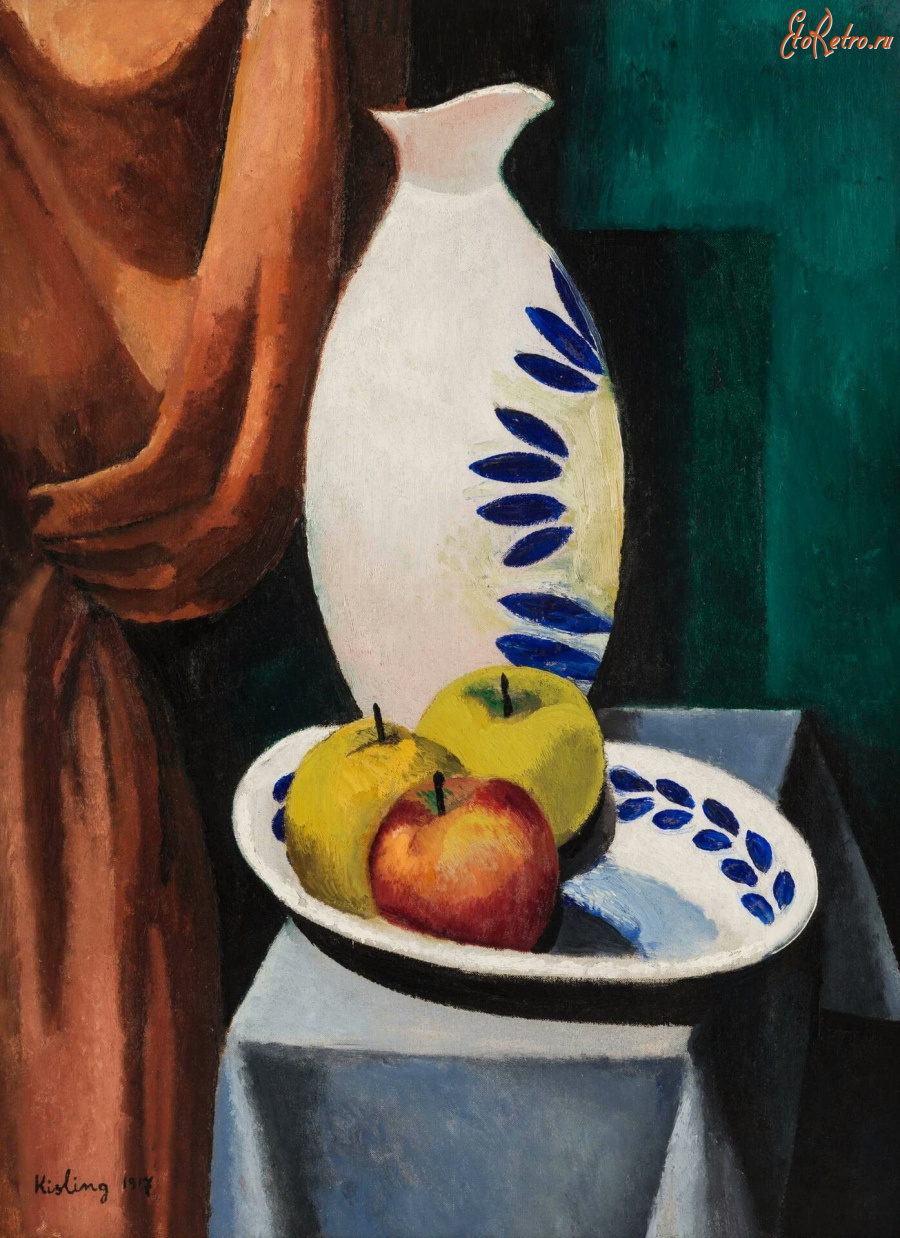Картины - Моше Кислинг, Натюрморт с белым кувшином и яблоками