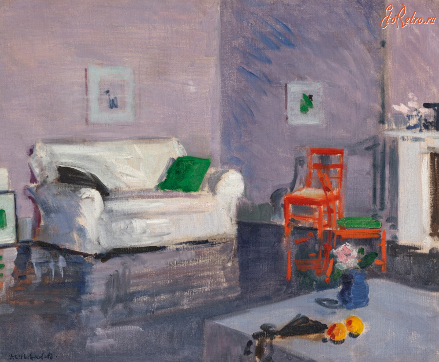 Картины - Ф.К.Б. Каделл. Интерьер с белым диваном