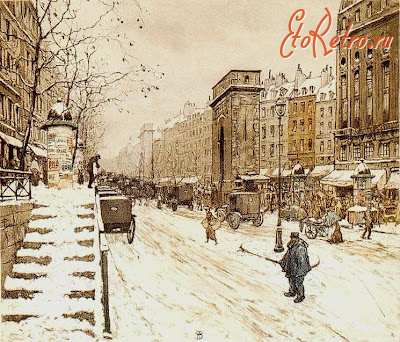 Картины - Картини.  Тавік Франтісек Симон (1877-1942).  Париж.  Вул.Болевара в зимку.