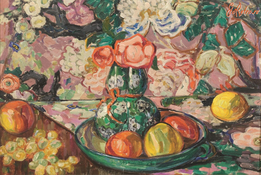 Картины - Сергей Виноградов. Натюрморт с цветами и фруктами