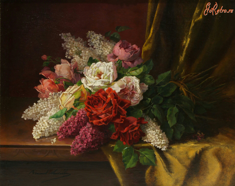 Картины - Альфред Брунель де Невиль. Сирень и розы