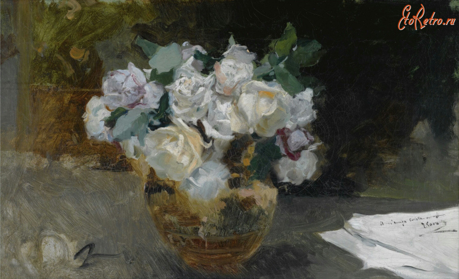 Картины - Хоакин Соролья. Букет белых роз