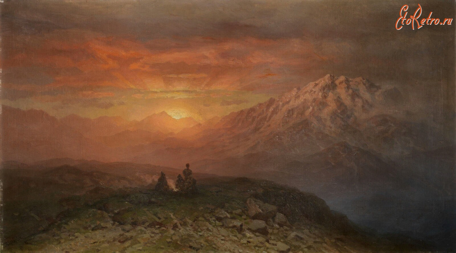 Картины - Илья Занковский. Закат в Кавказских горах