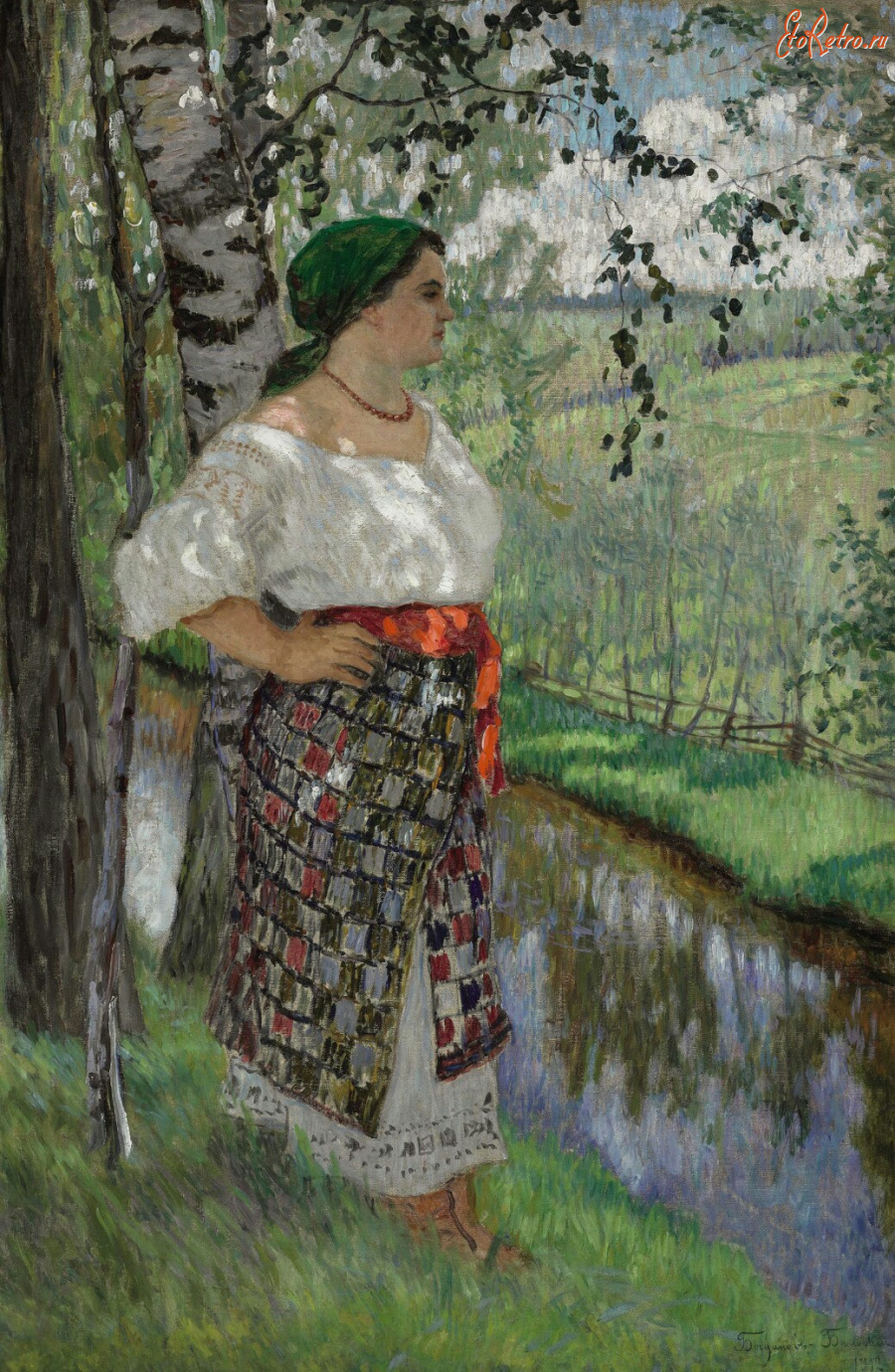 Картины - Николай Богданов-Бельский. Латгальская крестьянка у ручья