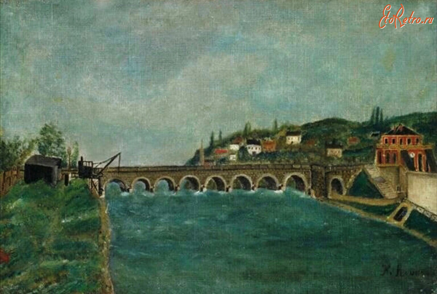 Картины - Анри Руссо. Пейзаж Вид на Севрский мост в Сен-Клу, Париж