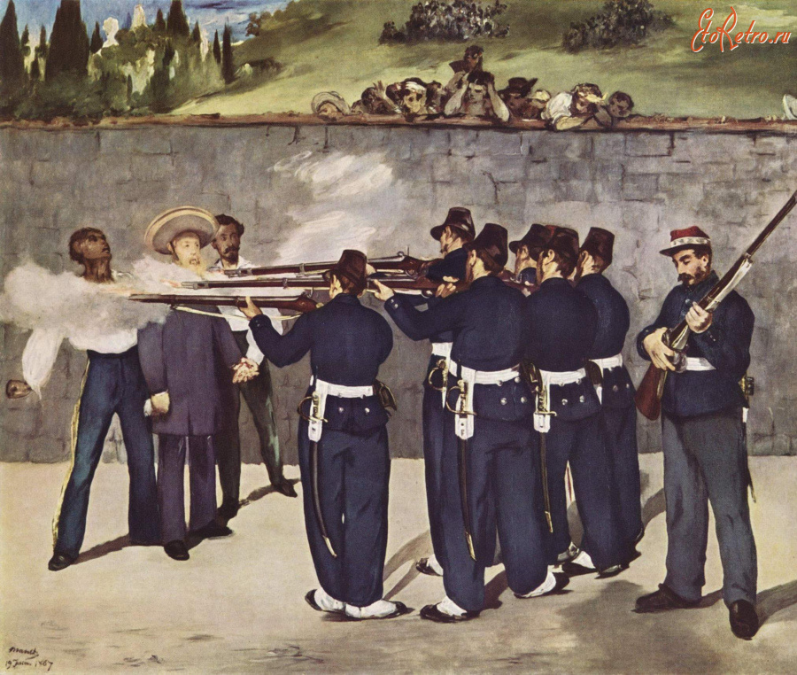 Картины - Эдуард Мане. Расстрел императора Максимилиана. 1868