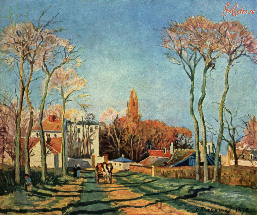 Картины - Камиль Писсарро. Въезд в деревню Вуазен. 1872