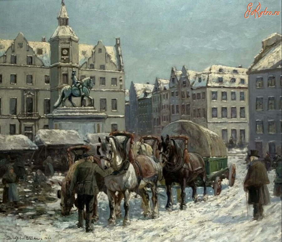 Картины - Вильгельм Вестероп. Зима в Дюссельдорфе. Рыночная площадь