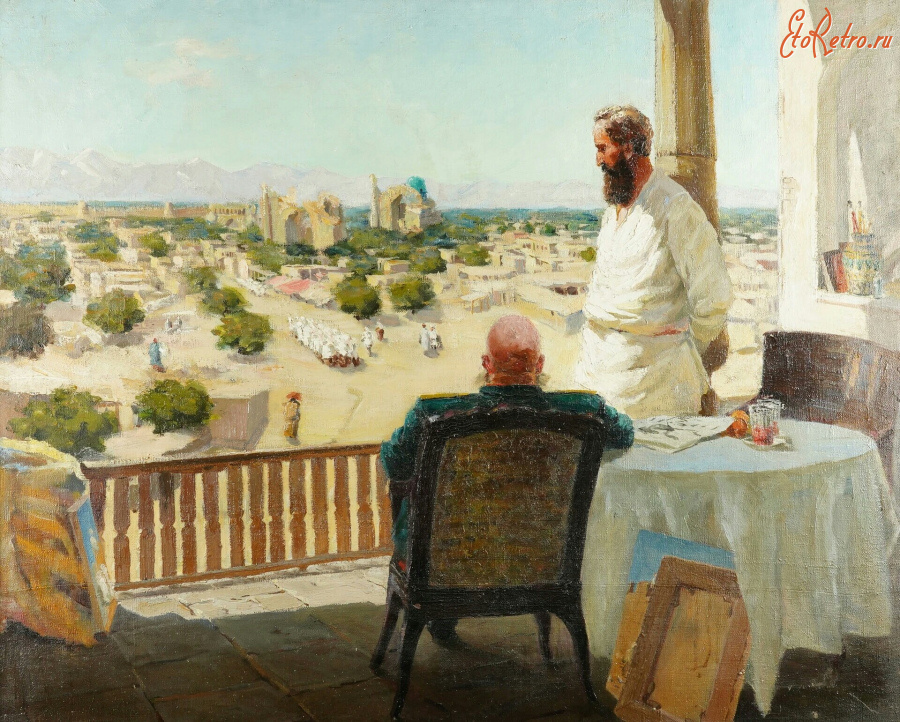 Картины - Неизвестный художник. Вид на Самарканд с террасы дома художника
