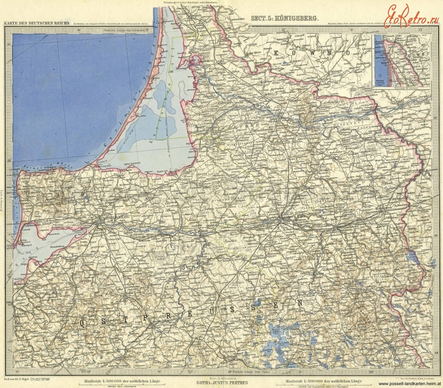 Калининградская область - Карта Восточной Пруссии