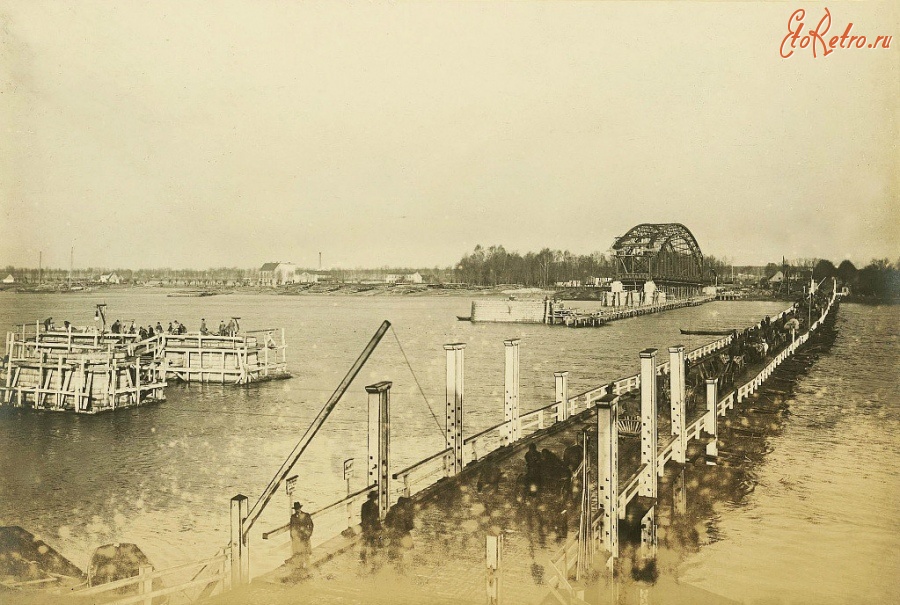 Советск - Тильзит. Строительство моста Королевы Луизы. Фото 25 ноября 1905 года.