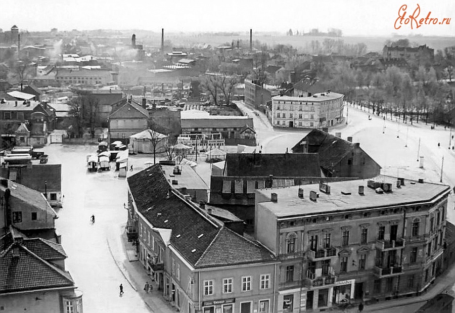 Советск - Вид с Немецкой орденской кирхи на Schlo?platz и Ludendorffplatz в восточном направлении.
