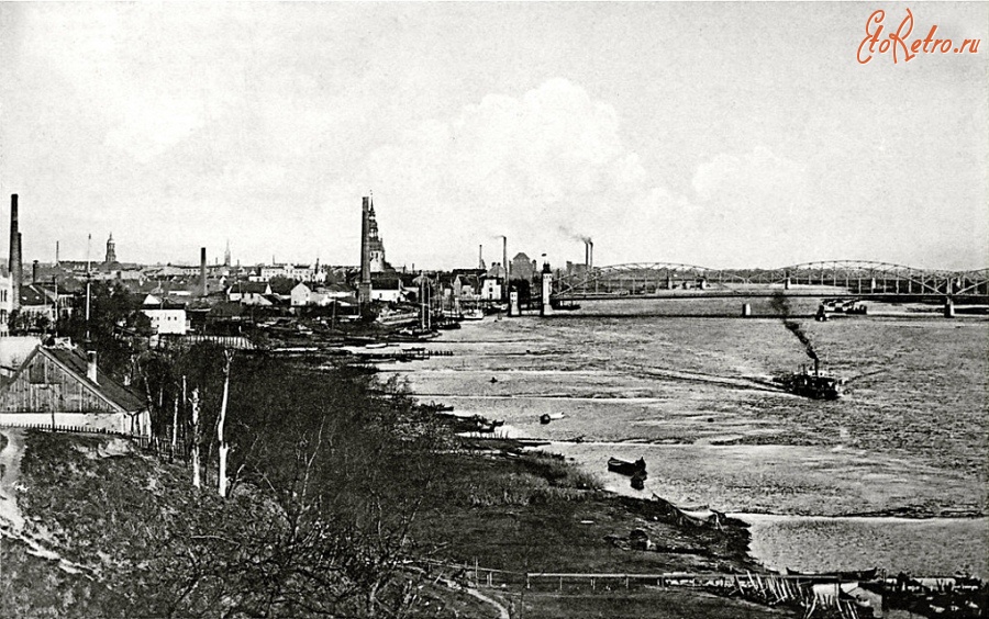 Советск - Тильзит. Вид в западном направлении на мост Королевы Луизы со стороны Энгельсберга.