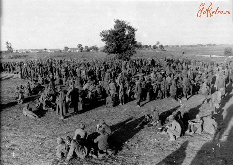 Краснодарский край - Советские военнопленные в одном из сборных лагерей в районе Тимошевки