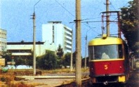 Житомир - Трамвай на ул.Баранова.  Район завода 