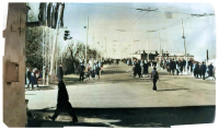 Казань - ул. Иовлева, Гладилова, вид на Горбатый мост, по которому еще ходит троллейбус