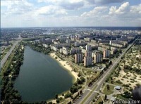 Киев - Київ. Вид на житловий масив Оболонь із висоти.