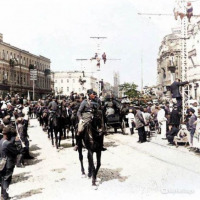 Киев - Київ.  Парад польських солдат і військ  УНР на Хрещатику  9 мая 1920 року.