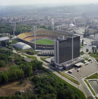 Киев - Київ.  Вид стадіона та готелю.