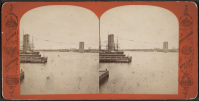 Нью-Йорк - East River bridge towers, from Robert N. Dennis collection of stereoscopic views США, Нью-Йорк (штат), Нью-Йорк, Манхеттен