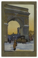 Нью-Йорк - Арка Вашингтона в Нью-Йорке в зимних сумерках, 1914
