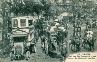 Париж - Un autobus Brilli?-Schneider type P2 au carrefour des boulevards des Italiens et de Montmartre, avant la Premi?re Guerre mondiale. Франция