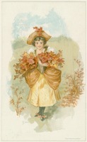 Ретро мода - Девушка с осенними листьями в жёлтом платье