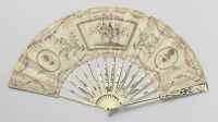 Ретро мода - Шелковый веер с росписью птицам, цветами и воздушными шарами братьев Монгольфье, 1783