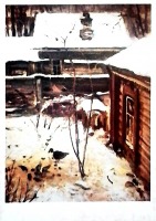 Ретро открытки - Дворик. Зима
