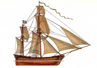 Ретро открытки - Парусное судно гукор (Гукер).
