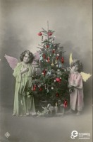 Ретро открытки - Рождественская ёлка. Ангелы