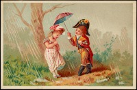 Ретро открытки - Под дождём