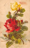 Ретро открытки - Красные и жёлтые розы