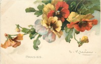 Ретро открытки - Среди цветов. Анютины глазки
