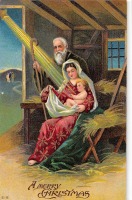 Ретро открытки - С Рождеством и Новым Годом. Святое семейство