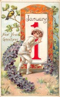 Ретро открытки - С Новым Годом. Мальчик и календарь