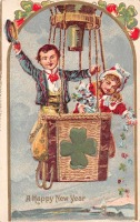 Ретро открытки - С Новым Годом. Дети и воздушный шар