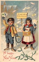 Ретро открытки - С Новым Годом. Дети и счастливые карты
