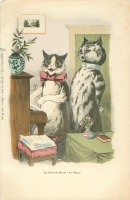 Ретро открытки - Кошки. Семейный дуэт