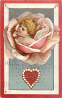 Ретро открытки - Моему Валентину. Две розы и влюблённое сердце